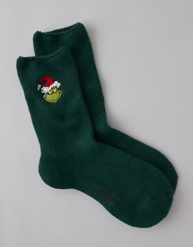 AE Grinch Crew Socks | American Eagle Outfitters (US & CA)