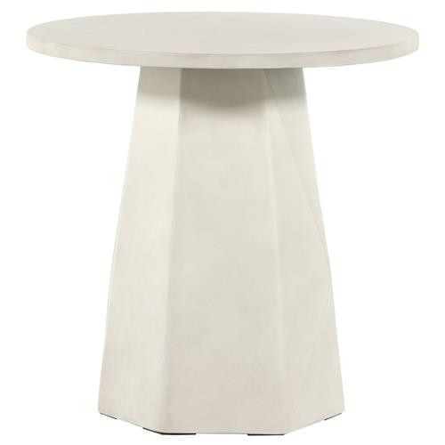 Barley Industrial Loft White Concrete Round Pedestal Outdoor Side Table | Kathy Kuo Home