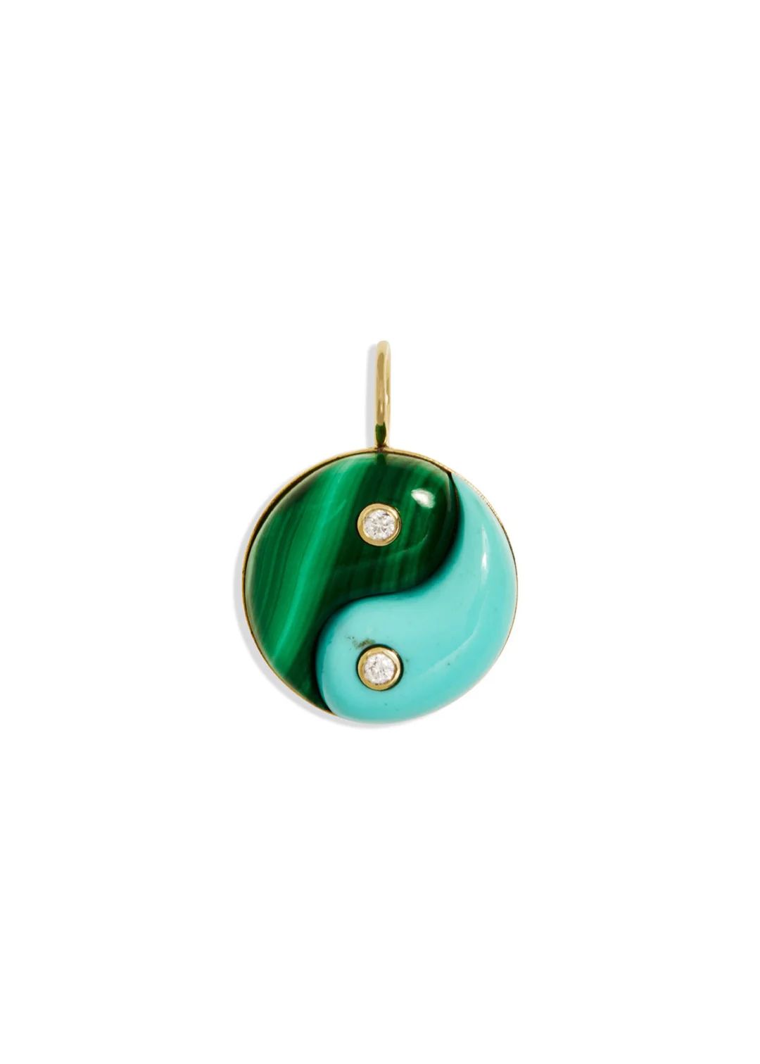 Turquoise and Malachite Yellow Gold Yin Yang Charm | YLANG 23