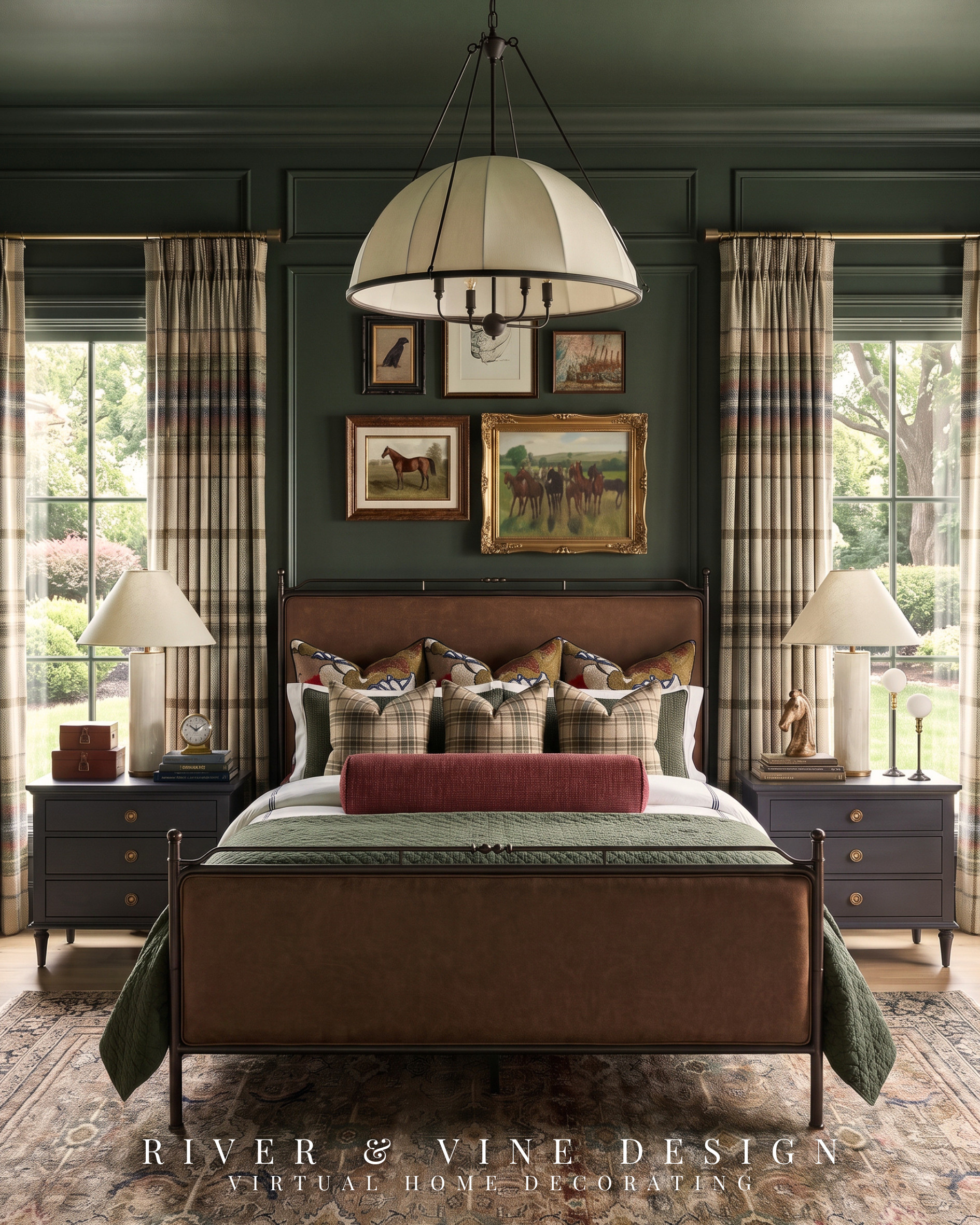 Want a richly layered bedroom without the patterns competing with each other?

The secret is repeating color—not matching every print. Deep green connects the walls, quilt, and pillows, while warm brown, muted red, and classic plaid add contrast without disrupting the palette. The mix of tailored bedding, full-length curtains, equestrian artwork, and a vintage-inspired rug creates a collected look that feels developed over time rather than purchased all at once.

This is such a beautiful formula for a moody primary bedroom, Ralph Lauren-inspired bedroom, English country decor, plaid bedding, traditional bedroom furniture, and layered vintage style.


Moody primary bedroom, Ralph Lauren bedroom, English country bedroom, equestrian decor, modern traditional bedroom, green bedroom ideas, plaid bedding, layered bedding, vintage-inspired bedroom

I may receive a commission from purchases made through my links. 

 #LTKHome