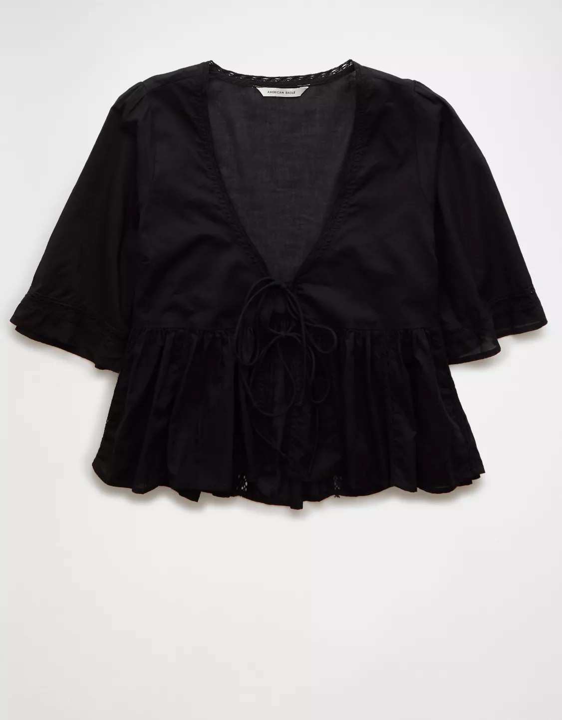 AE Tie Front Bell Flyaway Shirt | American Eagle Outfitters (US & CA)