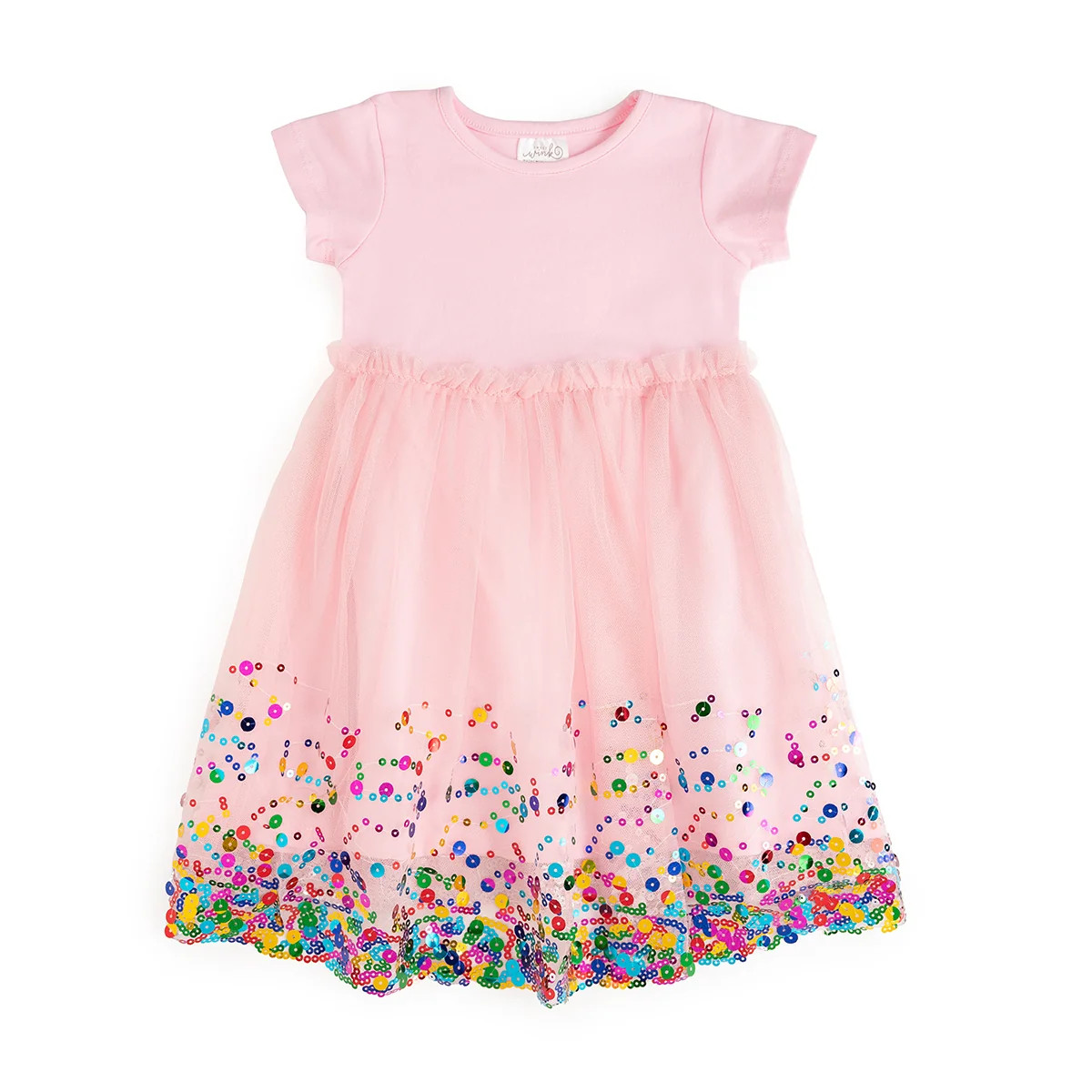 Pink Confetti Short Sleeve Tutu Dress | Sweet Wink