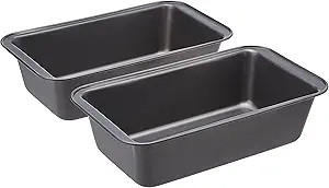 Amazon Basics Rectangular Baking Bread Loaf Pan, 9.5 x 5 Inch, Set of 2, Gray | Amazon (US)