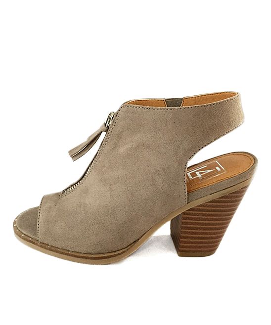 LFL Women's Casual boots TAUPE - Taupe Zen Zip-Accent Open-Toe Bootie - Women | Zulily