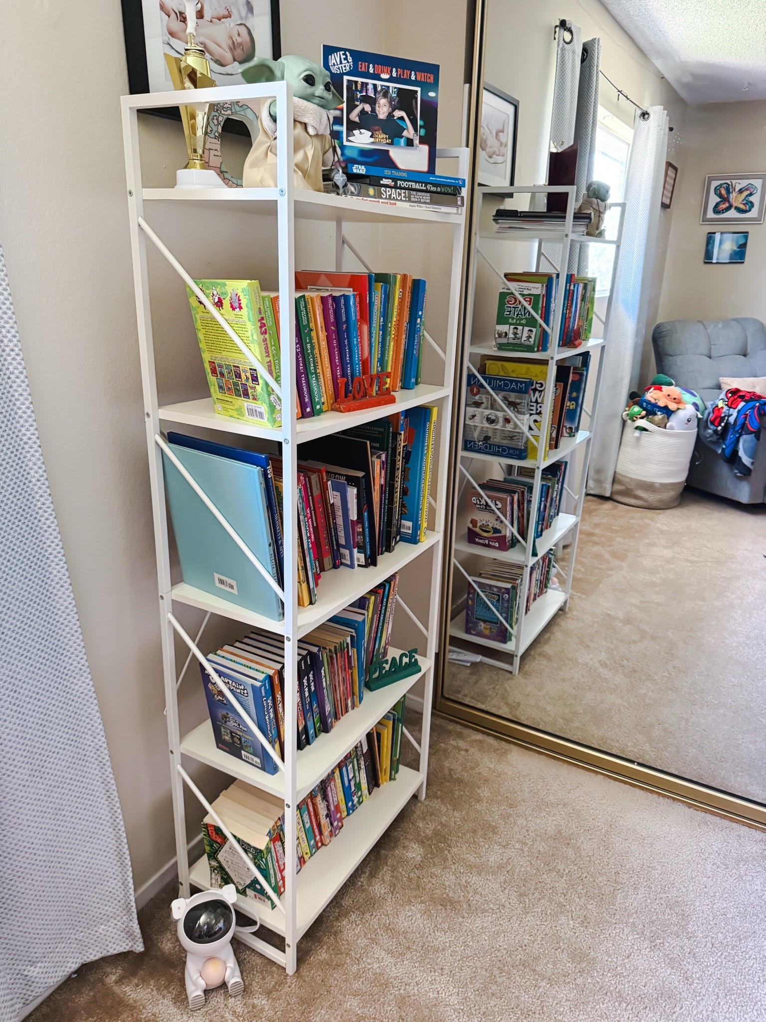 Kid room organization made easy 🤍 This bookshelf is one of my absolute favorites—I have it in white in my kids’ room and also in white + gold in my office. It holds SO much and makes tidying up effortless. I’ve been slowly transitioning my 9-year-old’s room (soon turning 10!) into a more “big kid” space while still keeping it functional, organized, and cute. The storage baskets are a game changer for toys, books, and everyday clutter. Clean space = calm mama energy ✨

kids room organization, kids bookshelf, toy storage ideas, kids storage baskets, bedroom organization kids, Montessori inspired room, boys bedroom decor ideas, big kid room transition, declutter kids room, storage furniture kids, white bookshelf decor, kids room makeover, functional kids room, organized kids bedroom, mom home organization ideas, Amazon kids furniture, storage solution kids room

#LTKKids #LTKHome #LTKBaby