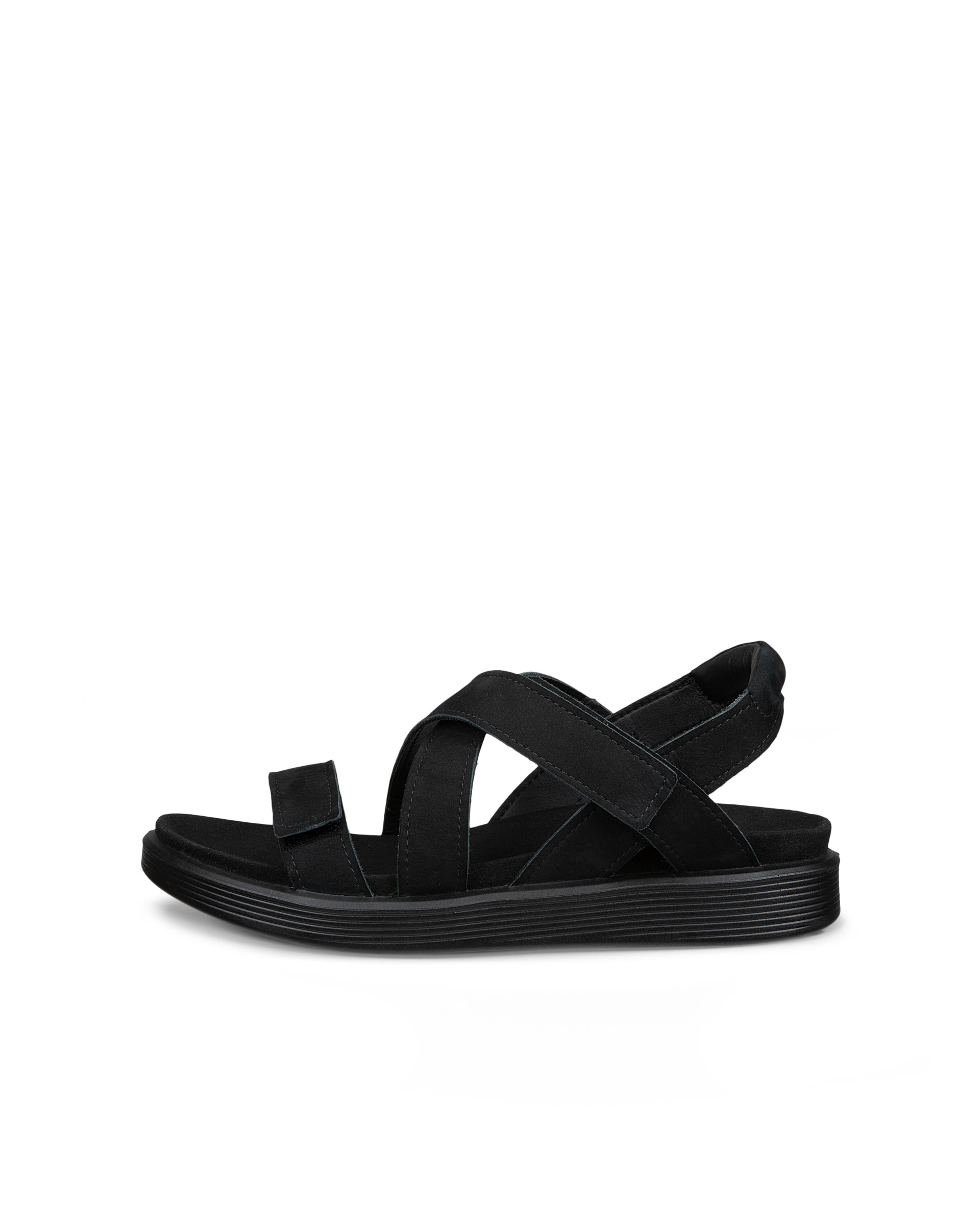 Women's ECCO® Soft Sandal Nubuck Two Strap Sandal | Black | ECCO (US)
