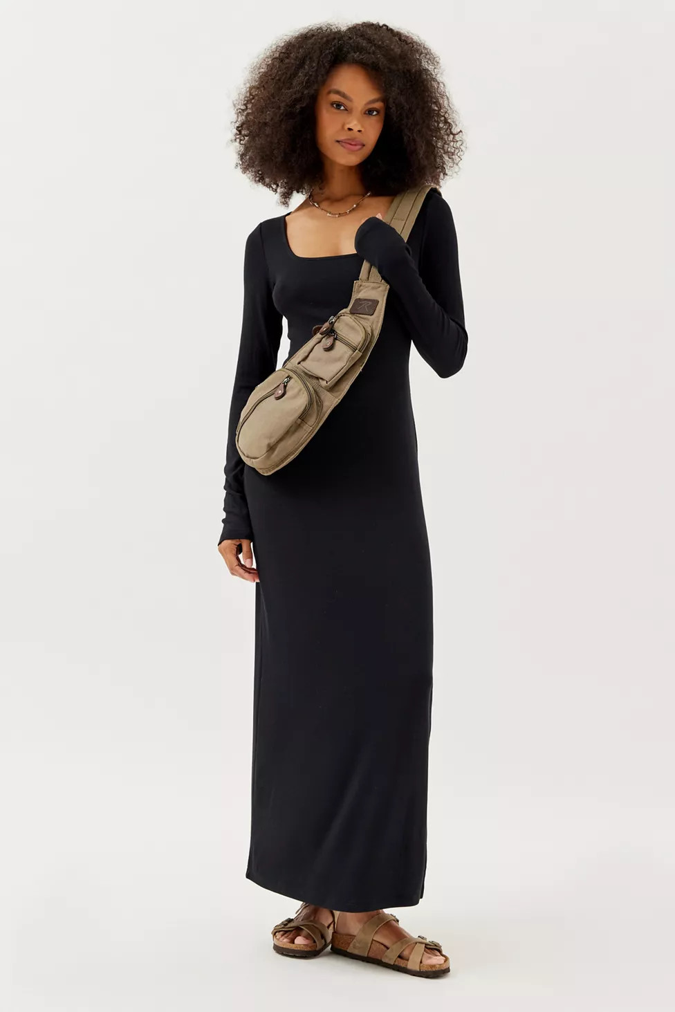 UO Sabina Knit Long Sleeve Midi Dress | Urban Outfitters (US and RoW)