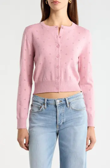 ASTR the Label Denise Button Front Cardigan in Pink at Nordstrom Rack, Size Medium | Nordstrom Rack