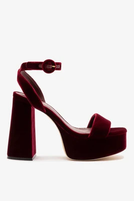 Dolly Sandal In Wine Velvet | Larroude