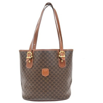 CELINE Logo Macadam Pattern Shoulder Bag PVC Leather Brown Italy Gold 04FC142 | eBay US