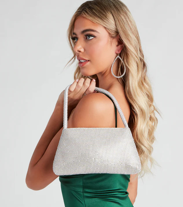 Sparkle Rhinestone Mesh Shoulder Bag | Windsor Stores