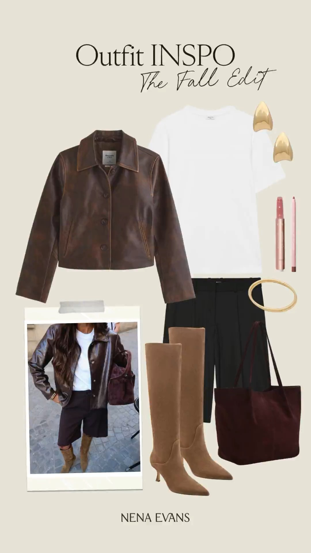 What to wear: The Fall Edit 🤎🍂 

fall outfit inspo, fall outfits women, fall fashion, leather jacket, white tee, knee high boots, fall shoes, date night outfits, autumn outfits

#LTKSeasonal