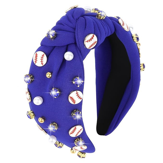 YARIEW Baseball Headbands for Women Knotted Jeweled Baseball Headband for Women Girls Top Knot He... | Amazon (US)
