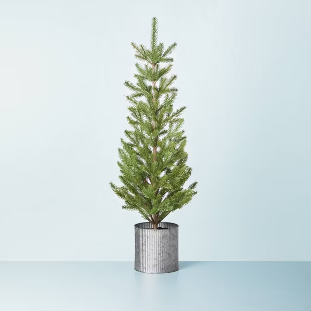 Faux Pine Tree in Galvanized Metal Porch Pot - Hearth & Hand™ with Magnolia | Target