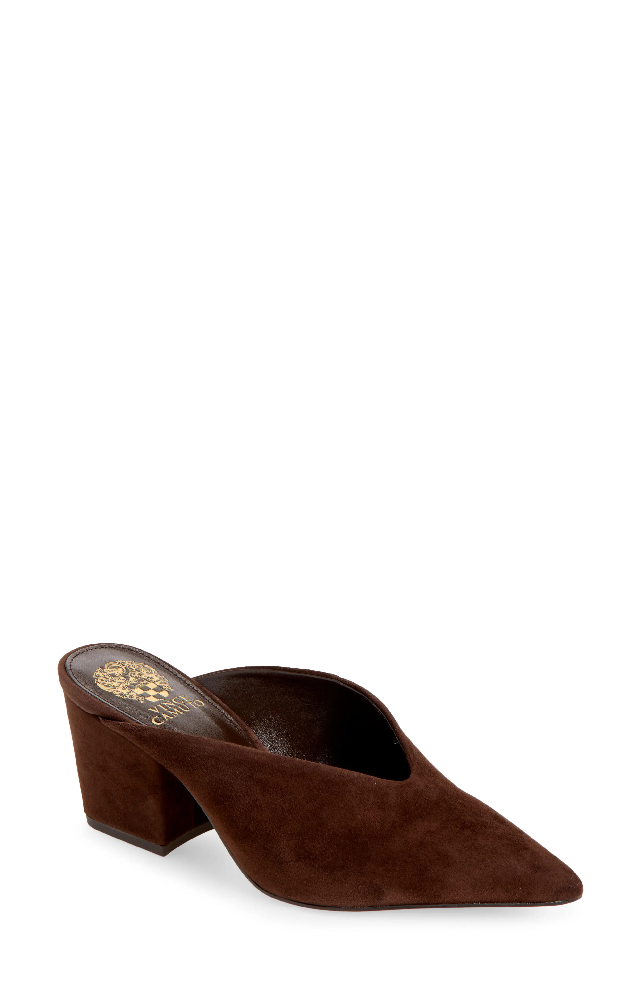 Vince Camuto Lesleey Leather Pointed Toe Mule in Dk Brownie at Nordstrom Rack, Size 6.5 | Nordstrom Rack