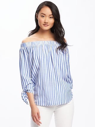 Relaxed Off-the-Shoulder Striped Top for Women | Old Navy US