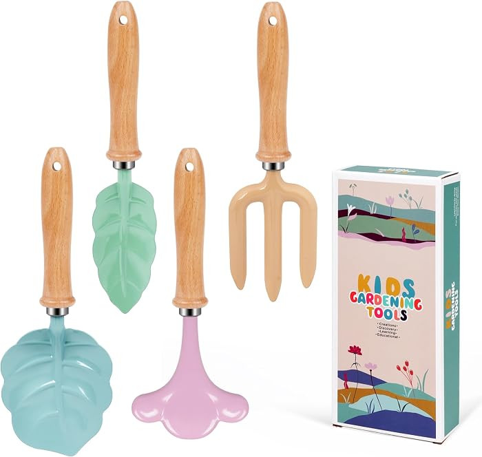 Toddler Gardening Tools Set for Kids 2-5 Years, 4pcs Outdoor Sand & Beach Toys with Shovel Rake, ... | Amazon (US)