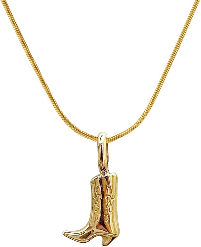 Cowgirl Boot Necklace Western Cowboy Boots Necklace 14K Gold Plated Cowboy Hat Pendant Necklace W... | Amazon (US)