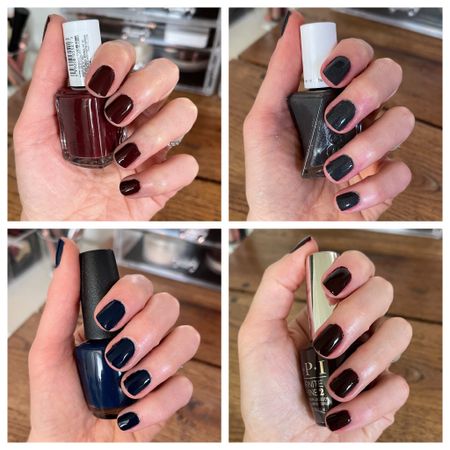 Some of my favorite fall nail colors
Fall nails, fall manicure 

Top left: Bold & Boulder 
Top right: Through the Lens
Bottom left: Midnight Mantra
Bottom right: Complimentary Wine

#LTKbeauty #LTKunder50 #LTKSeasonal