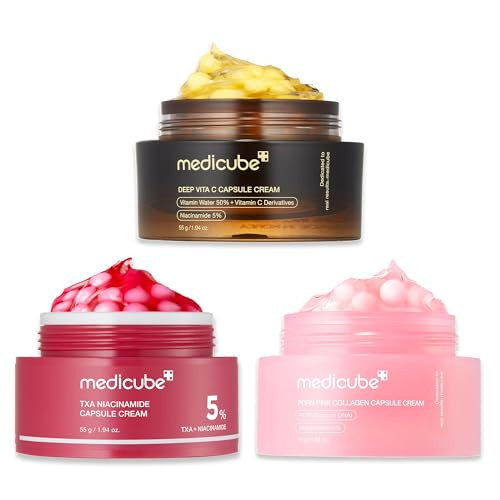 medicube Capsule Cream Trio: TXA + Niacinamide, Deep Vitamin C, and Salmon DNA PDRN Capsule Cream | Hydrating, Clarifying Korean Skincare Set for Glowy, Firm, and Balanced Skin Tone | Amazon (US)