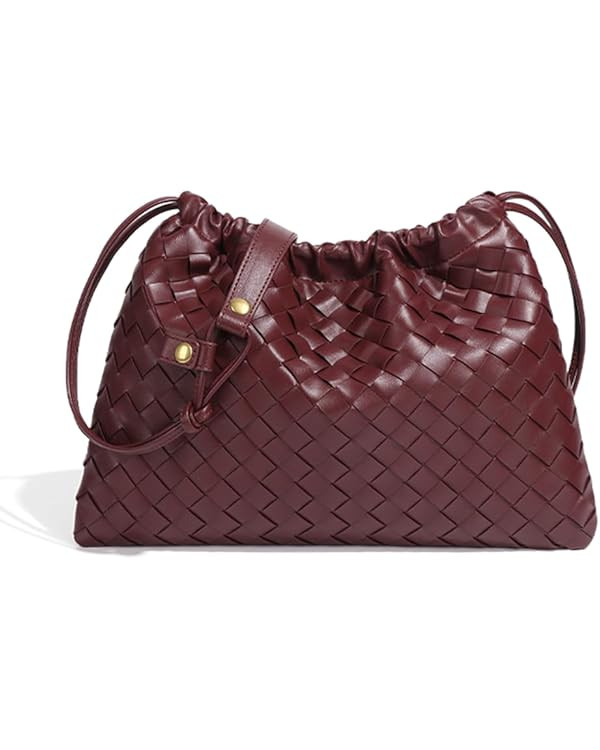 Woven Large Crossbody Bags for Women Trendy Soft Leather Shoulder Tote Purses | Amazon (US)
