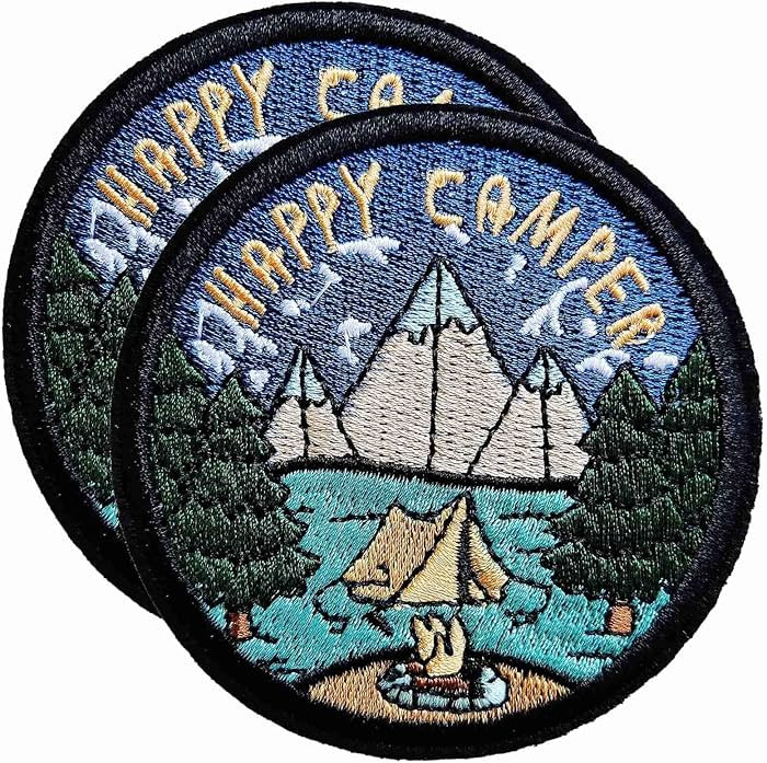 2Pieces Wanderlust Patches, Happy Camper Camp in Night Iron On Sewable Embroidered Patch Emblem B... | Amazon (US)