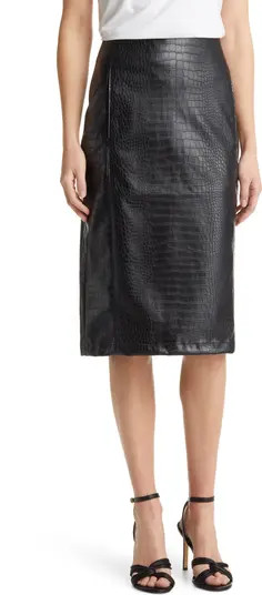 Halogen® Croc Embossed Faux Leather Pencil Skirt | Nordstrom | Nordstrom