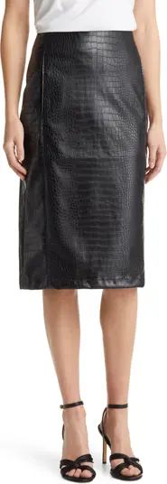 Halogen® Croc Embossed Faux Leather Pencil Skirt | Nordstrom | Nordstrom