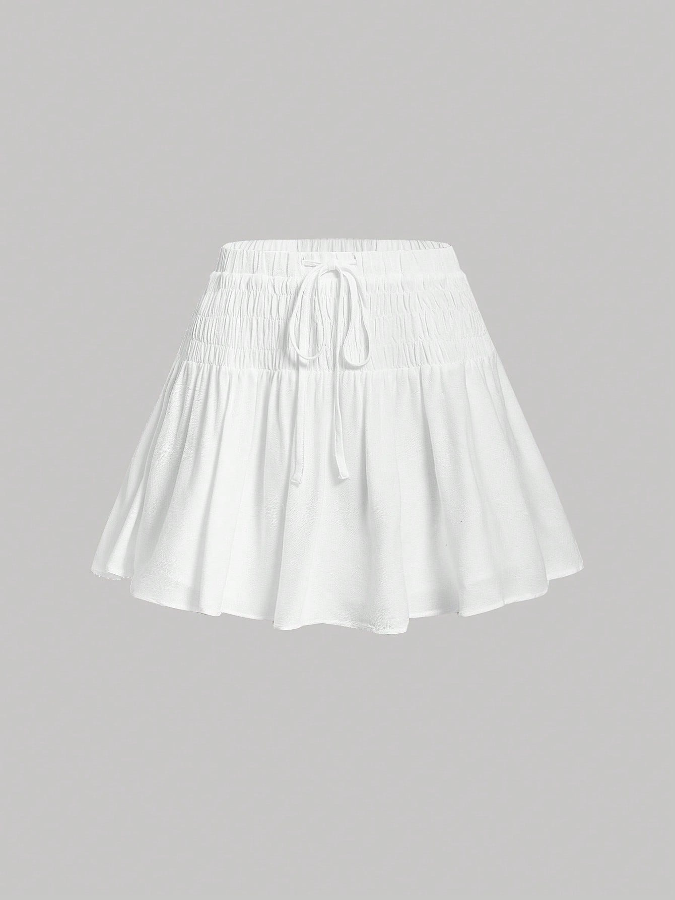 SHEIN MOD Solid Drawstring Waist Skirt | SHEIN