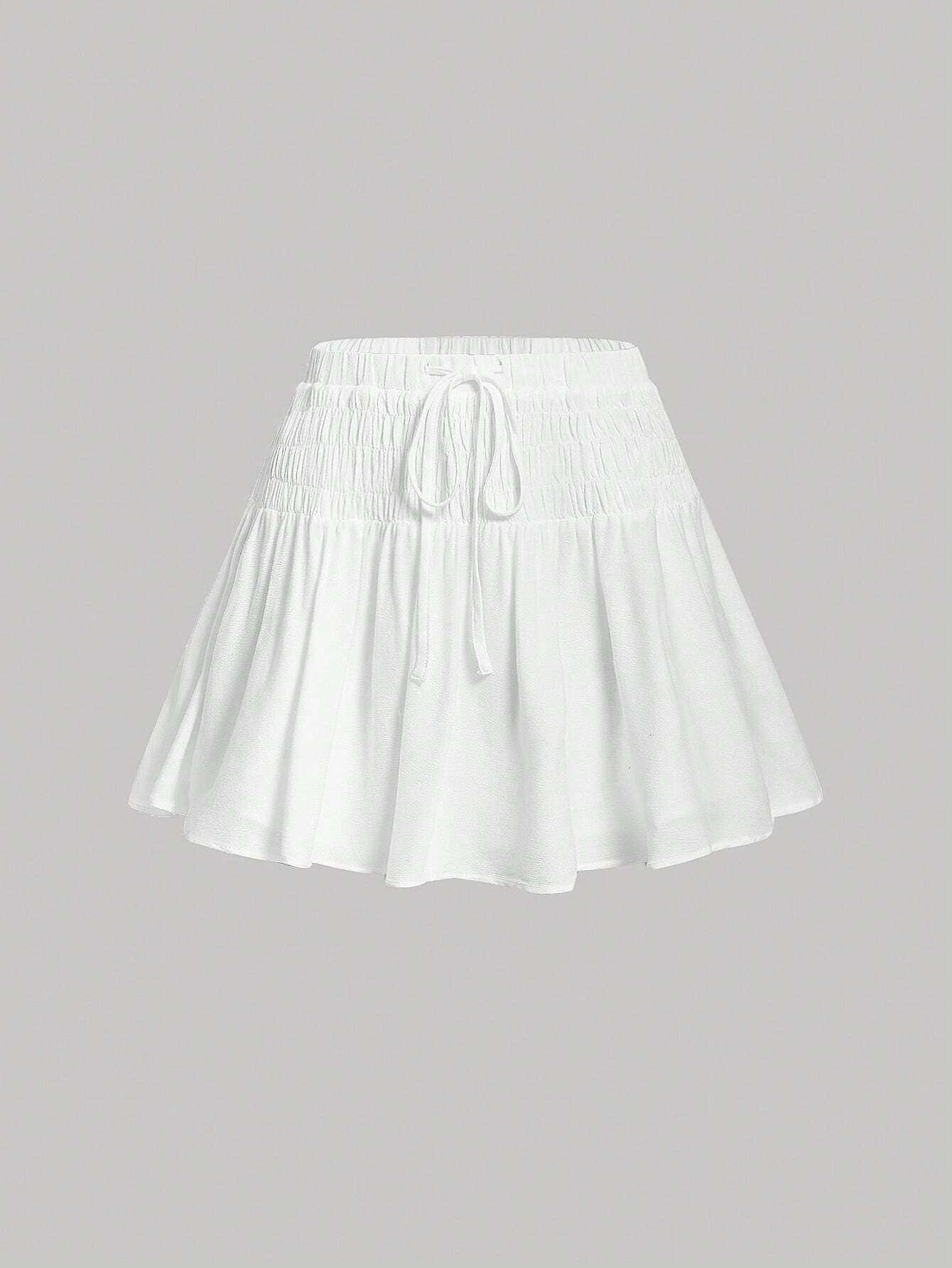 SHEIN MOD Solid Drawstring Waist Skirt | SHEIN