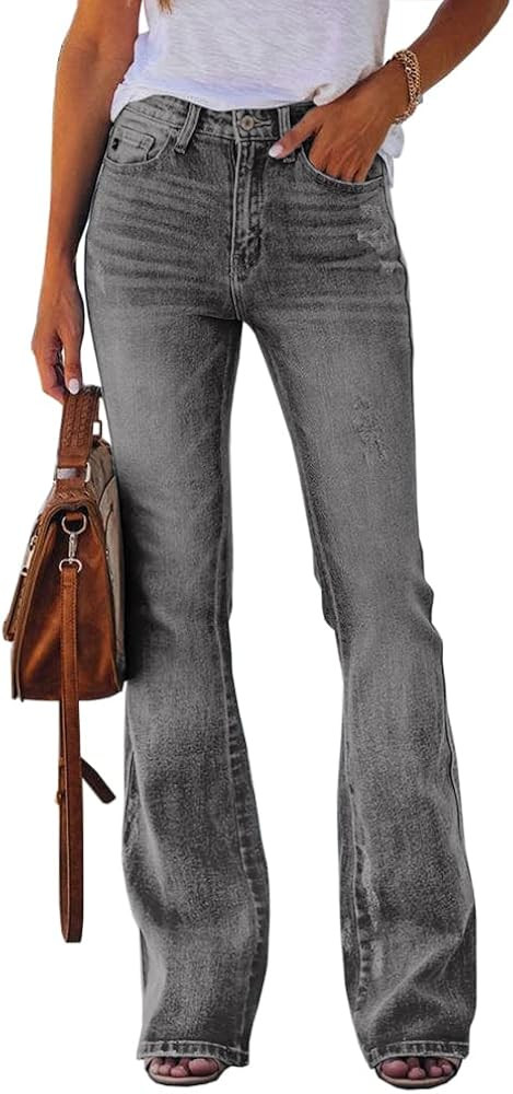 Koinshha Womens High Waisted Jeans Flare Stretch Boyfriend Bootcut Casual Denim Pants | Amazon (US)