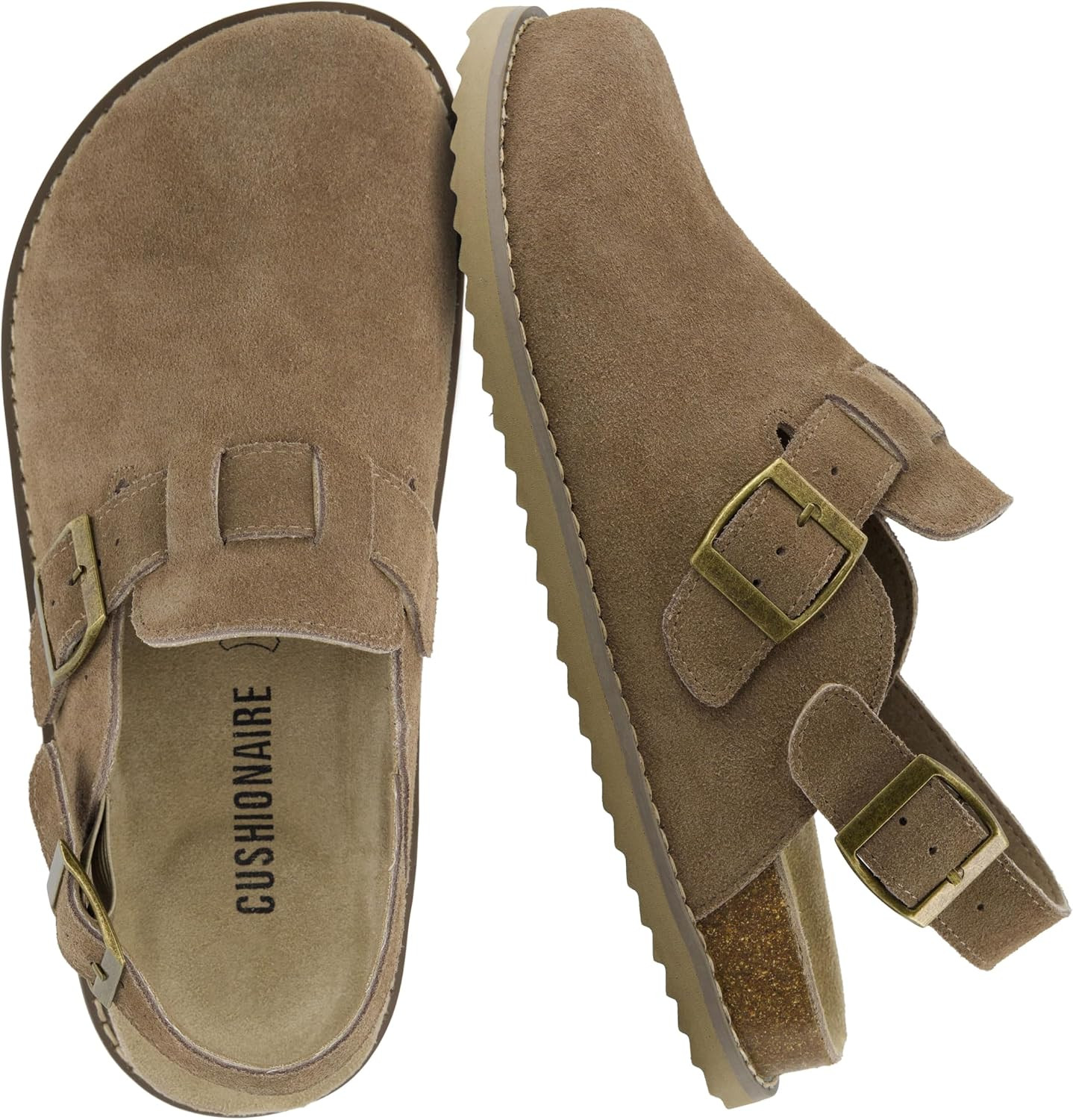 CUSHIONAIRE Brooklyn Genuine Suede Slingback Clogs for Women with Buckle | Amazon (US)
