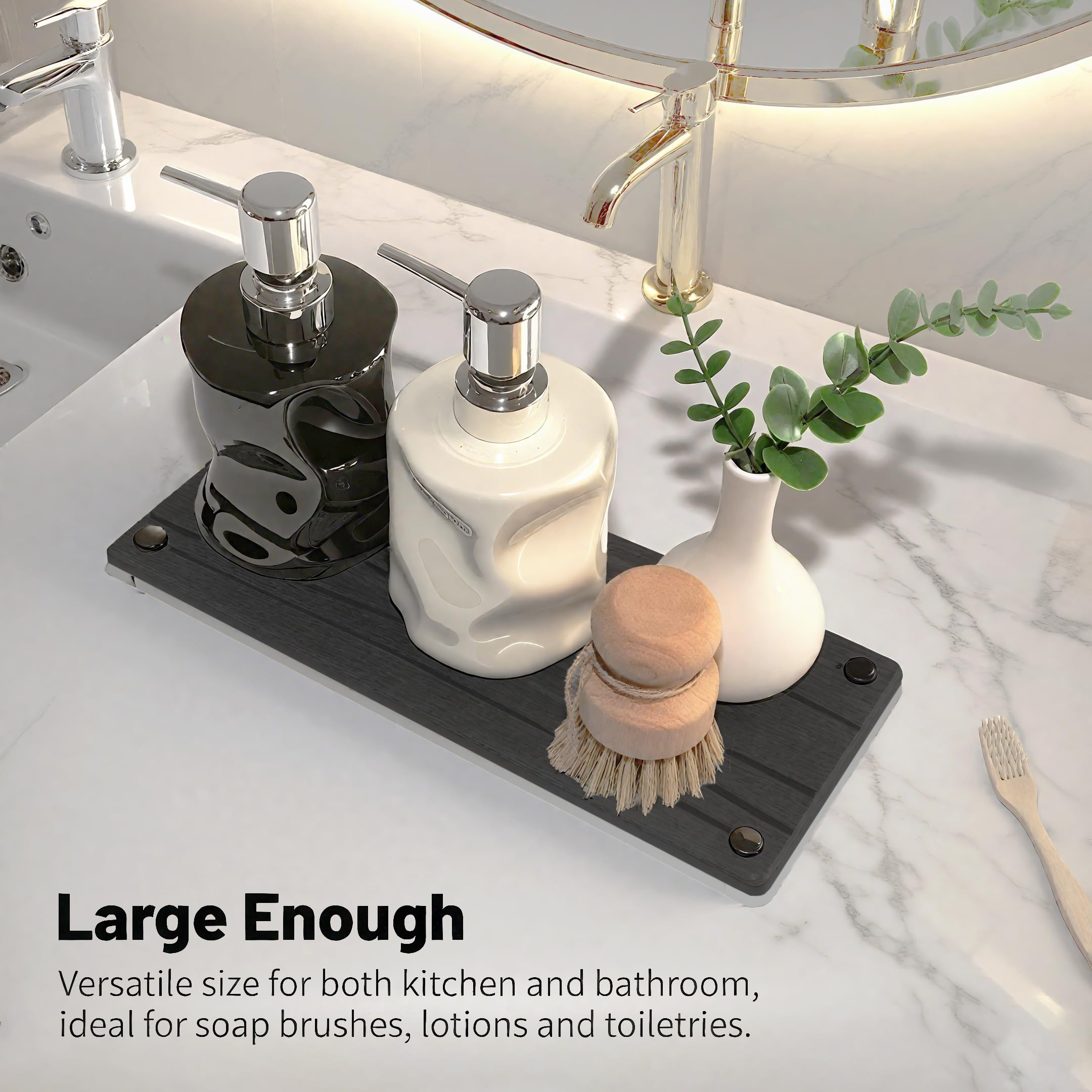 Quick Dry Sink Caddy Kitchen Sink Organizer, Water Absorbing Stone Tray for Sink, Stone Drying Tr... | Amazon (US)