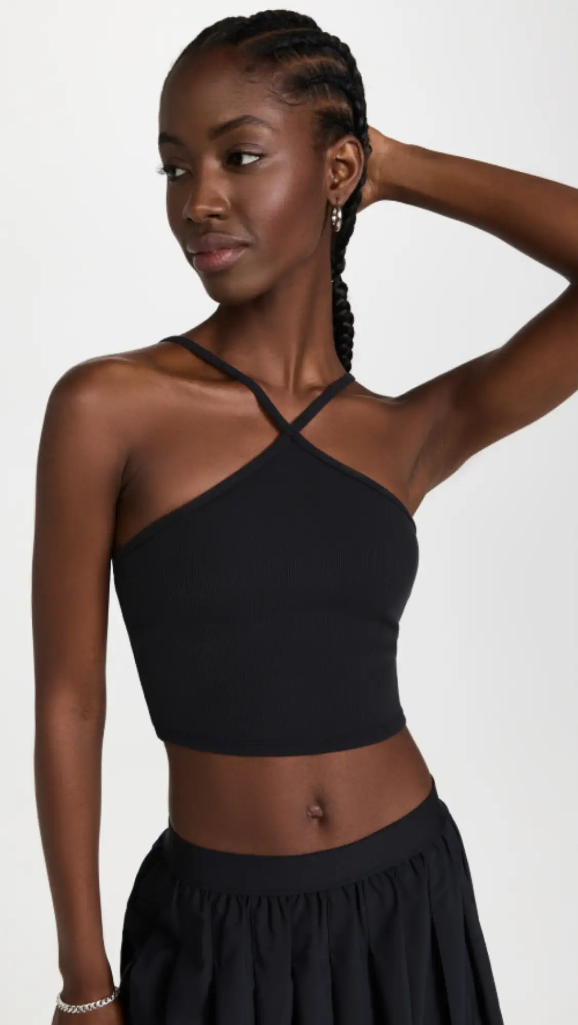 Alo Yoga Goddess Ribbed Cross Crop Top | Shopbop | Shopbop