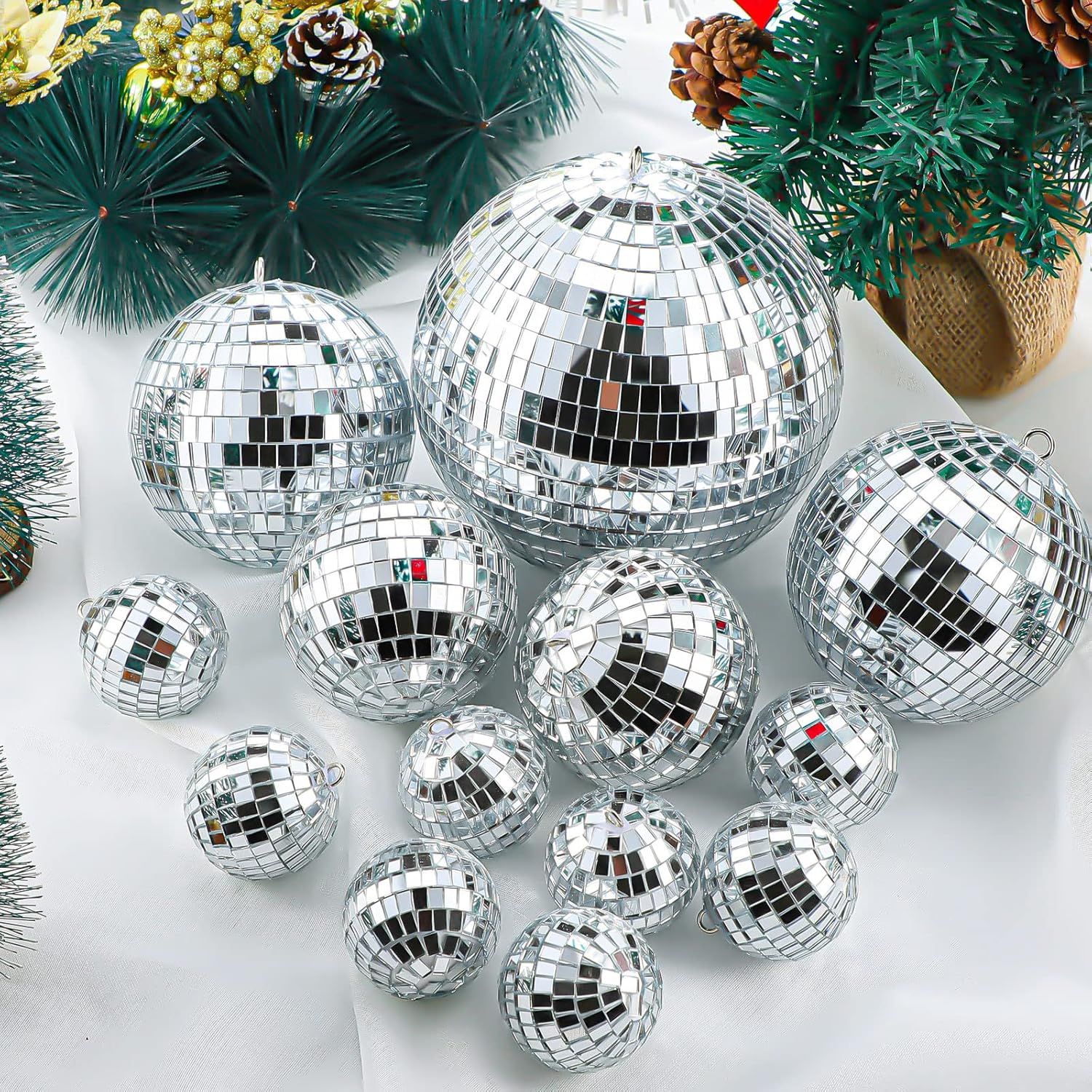 35 Pcs Mirror Disco Balls Ornaments Christmas Tree Ornaments Decorations Reflective Mirror Ball C... | Amazon (US)