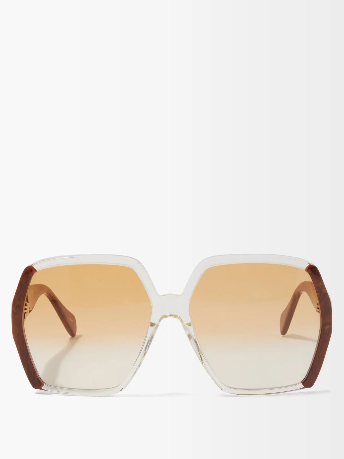 Oversized hexagon tortoiseshell-acetate sunglasses | Gucci | Matches (US)