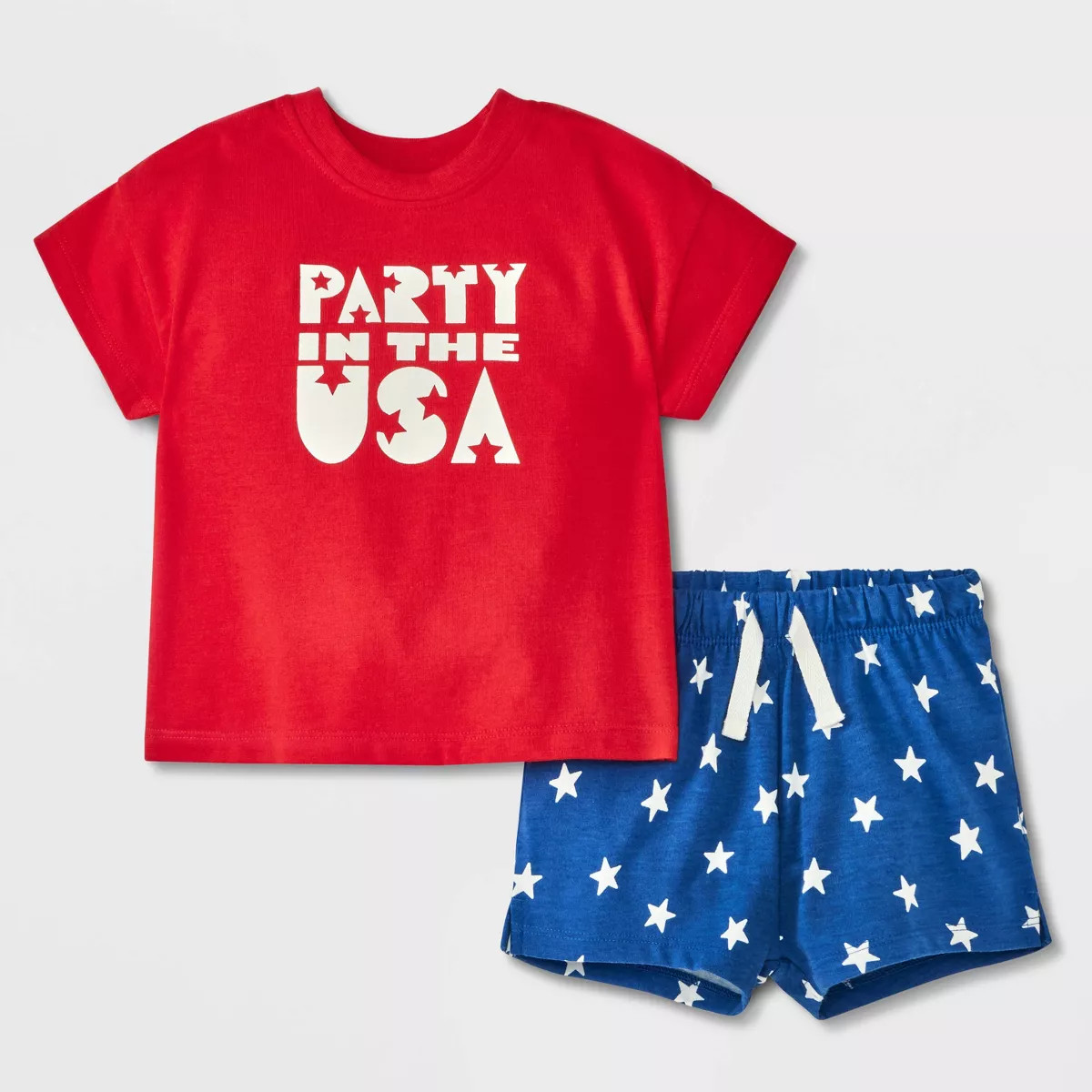 Baby Boys' Party in the USA Graphic T-Shirt & Shorts Set - Cat & Jack™ Red | Target