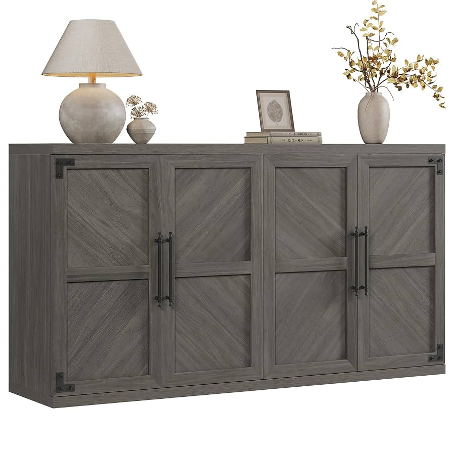 SICOTAS Buffet Cabinet with 4 Doors, Modern Sideboard Cabinet with Storage and Adjustable Shelves... | Amazon (US)