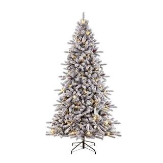 7.5 ft. Pre-Lit Incandescent Flocked Birmingham Fir Artificial Christmas Tree with 400 UL Clear L... | The Home Depot