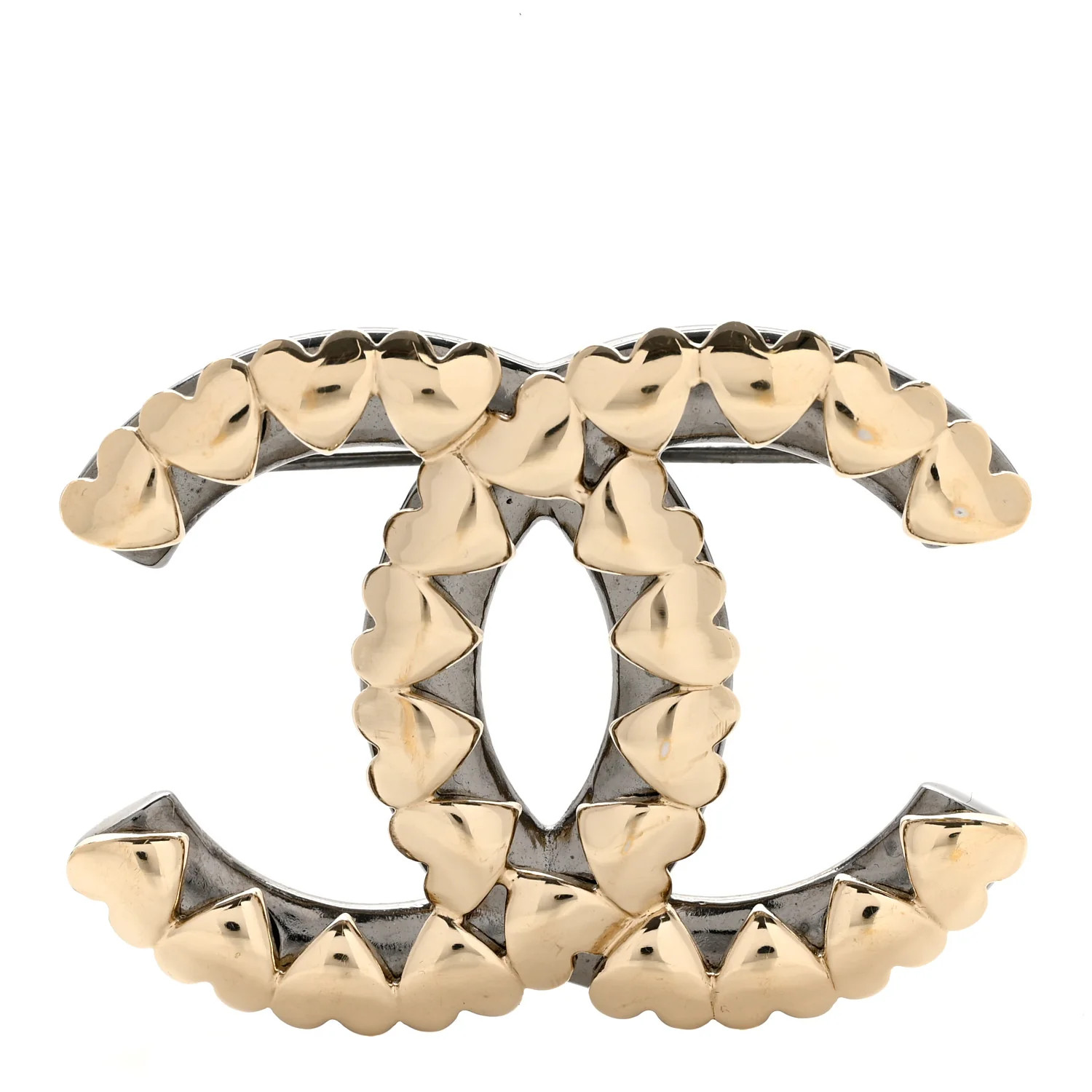 Metal CC Heart Brooch Gold Silver | FASHIONPHILE (US)