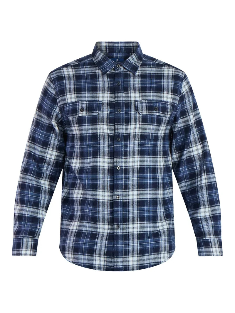 George Men's and Big Men's Double Pocket Flannel Shirt, Sizes XS-3XLT - Walmart.com | Walmart (US)