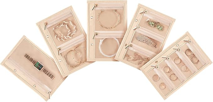 Lolalet Travel Jewelry Pouch, Clear Zipper Velvet Pocket Organizer Storage Bag for Rings Earrings... | Amazon (US)