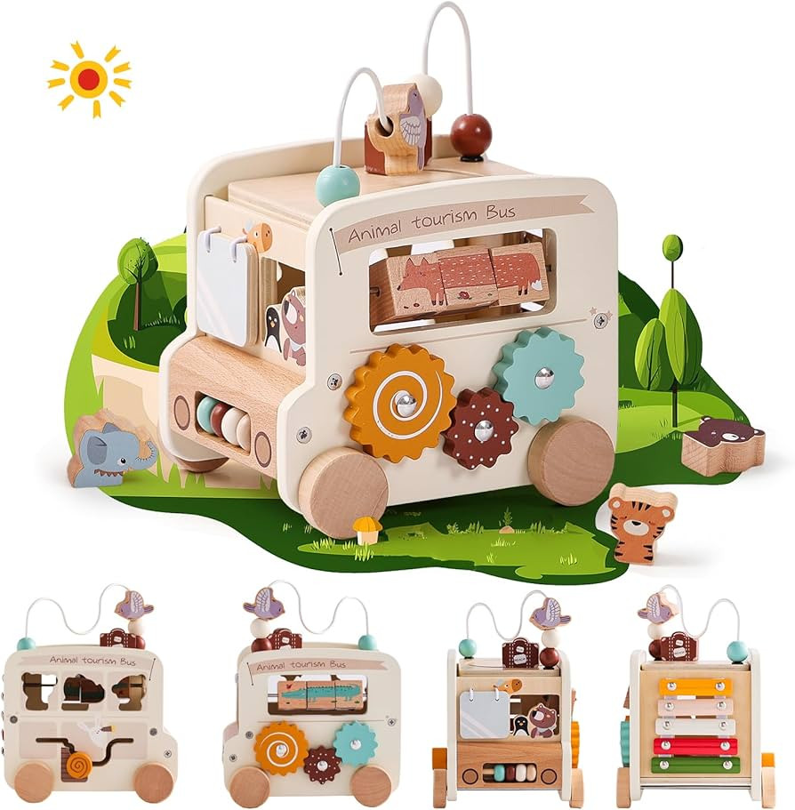 Wooden Activity Cube 8-in-1 Montessori Toys | Multifunctional Early Educational Learning Toys | A... | Amazon (US)