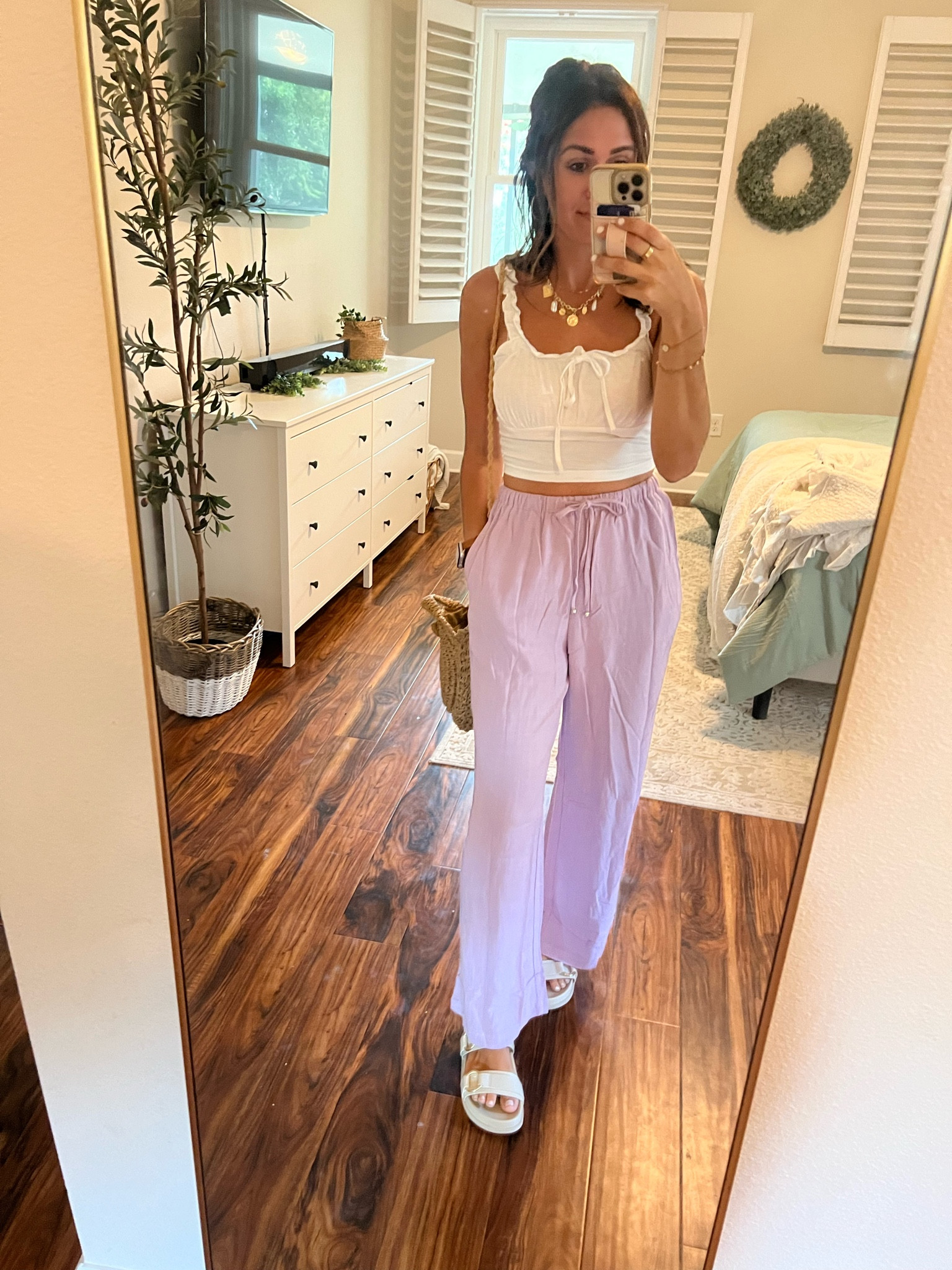Full length linen pants 👏🏼👏🏼 crop top basic 👏🏼 

#amazonhaul #amazonfinds #amazonisbae #momfinds 

#LTKfamily #LTKstyletip #LTKbeauty