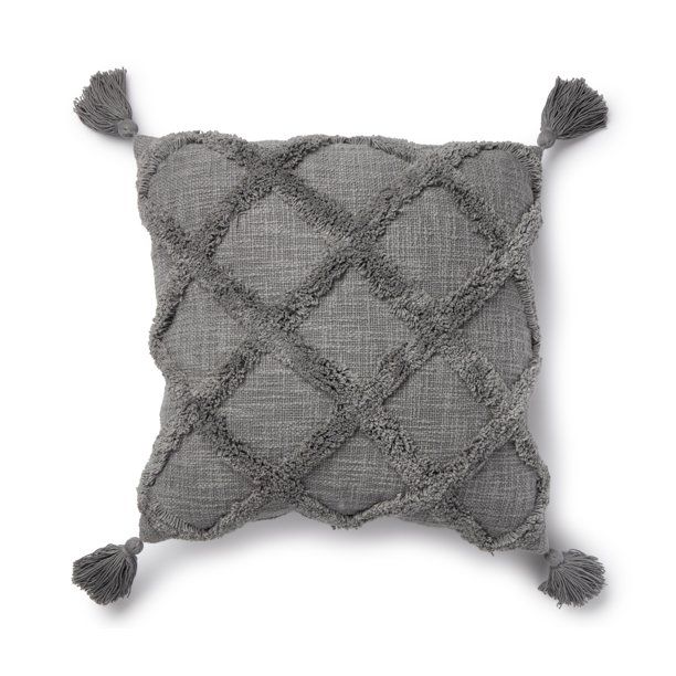 Better Homes & Gardens Tufted Trellis Decorative Square Pillow, 20" x 20", Grey, Single Pillow | Walmart (US)