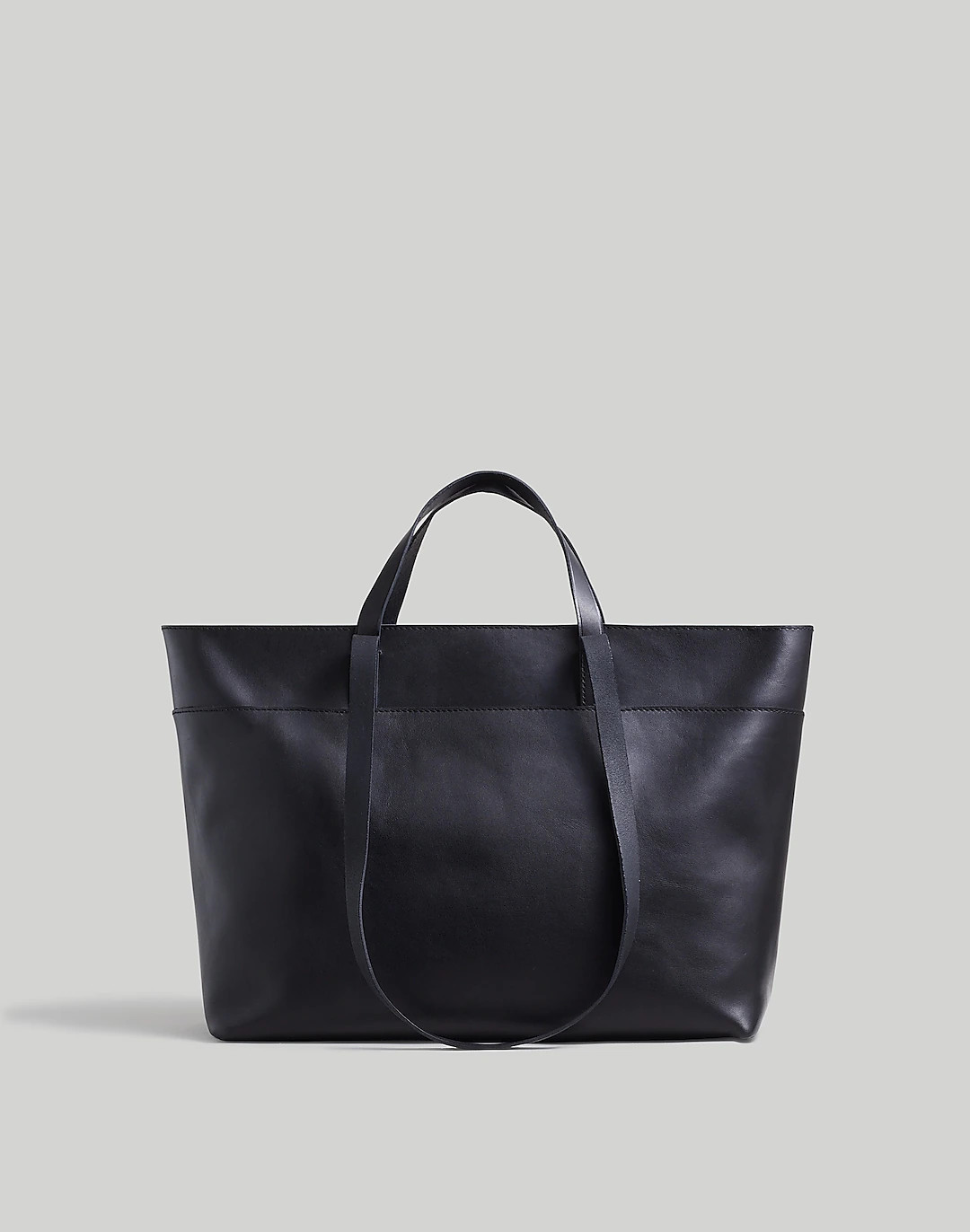 The Zip-Top Essential Tote in Leather | Madewell