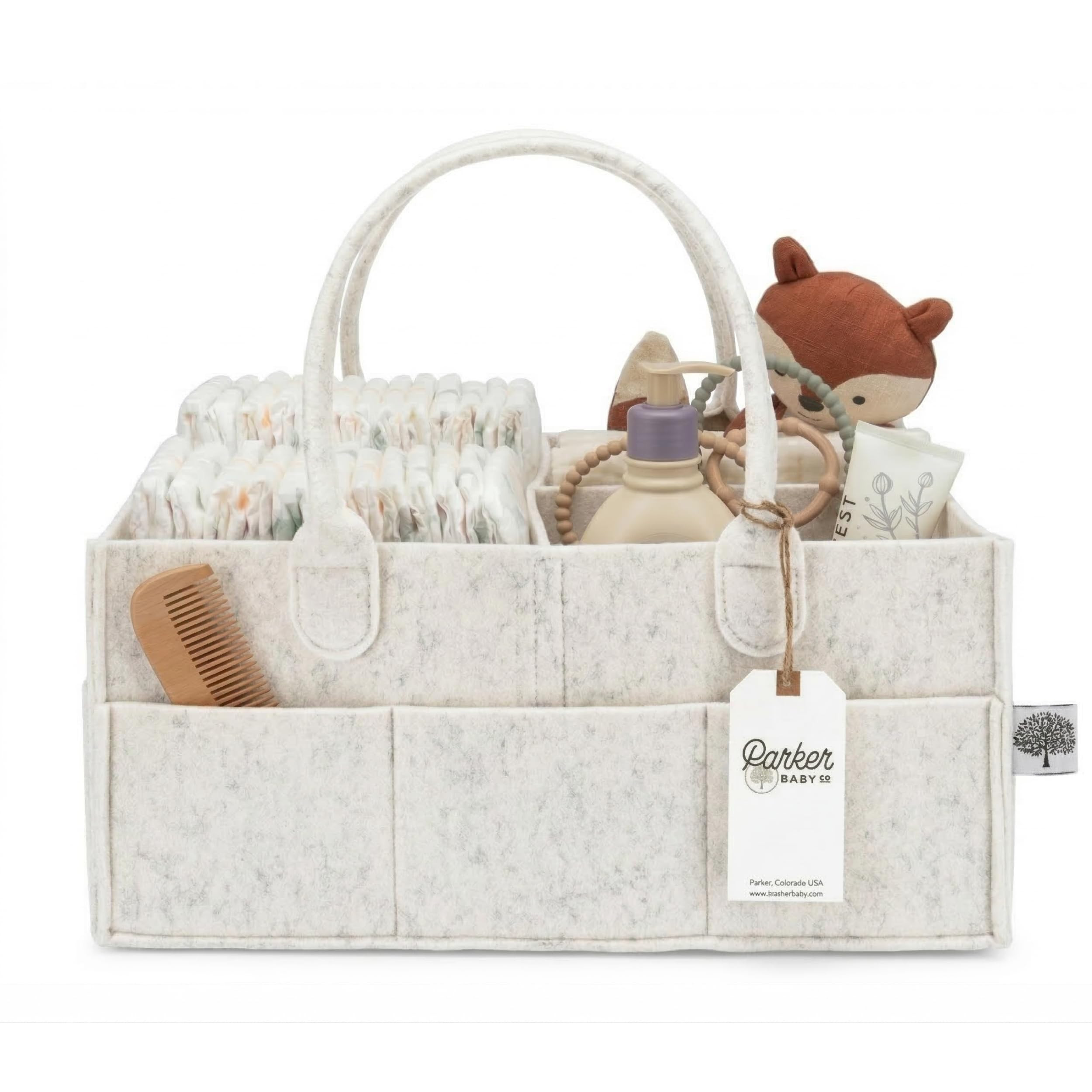 Parker Baby Diaper Caddy - Nursery Storage Bin and Car Organizer for Diapers and Baby Wipes - Whi... | Amazon (US)