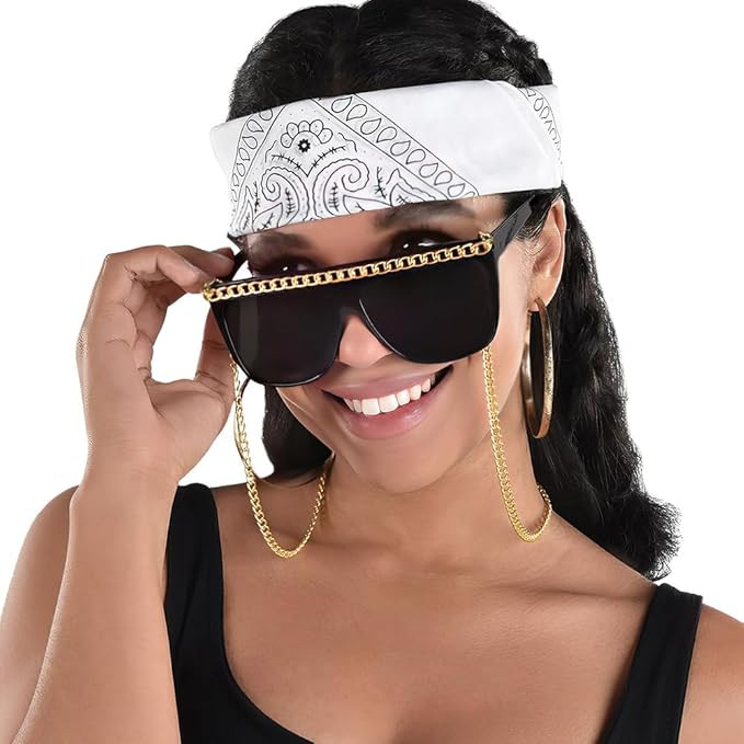 Stylish Black Glasses with Gold Chain - (1 Pc), Premium Quality Party Accessory, Perfect for Ever... | Amazon (US)