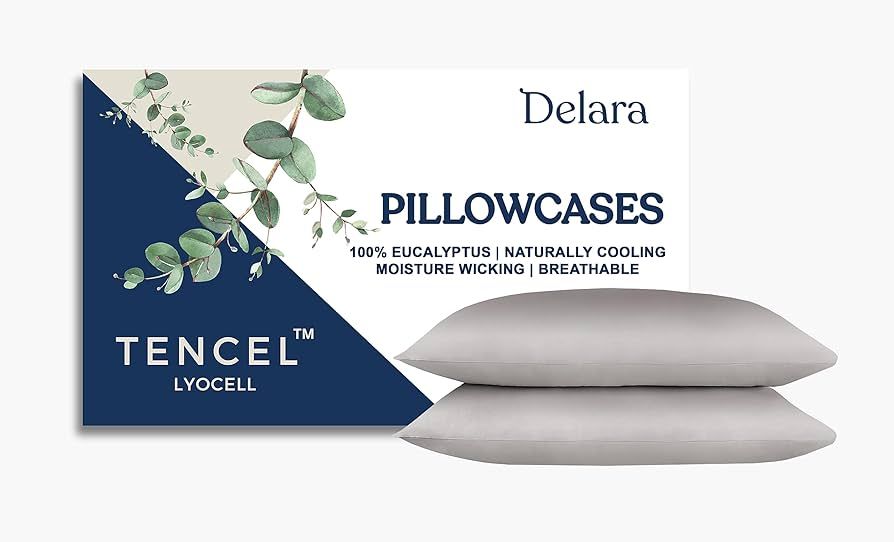 Queen Pillowcase Pack of 2, 21x32, Eucalyptus Lyocell, Dove, Easy Care | Amazon (US)
