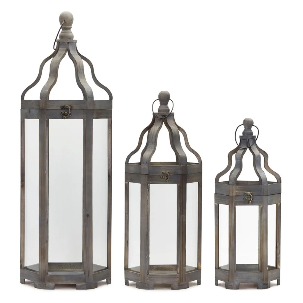 Home Decorative Lantern (Set Of 3) 19.5"H, 25"H, 36"H Wood, Iron | Walmart (US)